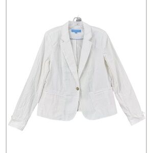 Draper James RSVP Blazer Seersucker Nautical Gold Button Textured Classic Size L